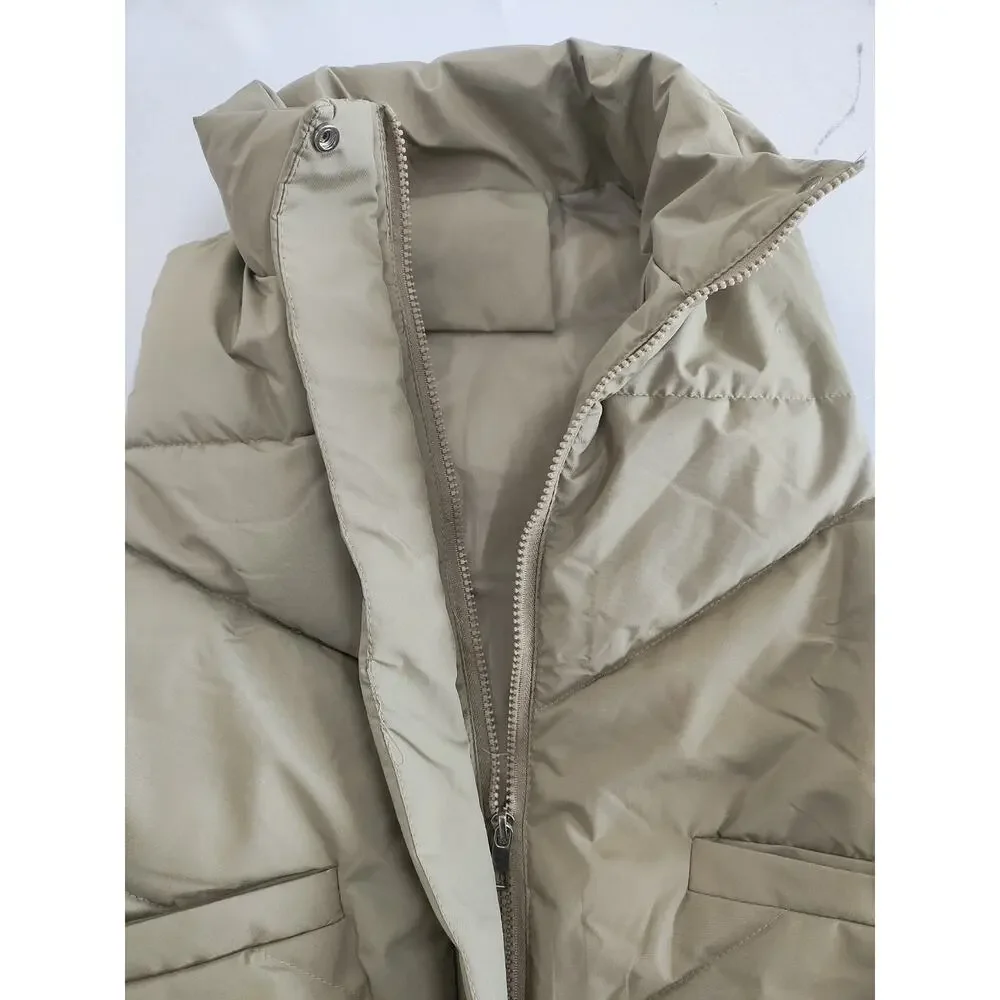 Lululemon Wunder Puff Super Cropped Vest Women's Size M Beige Goose Down Fill